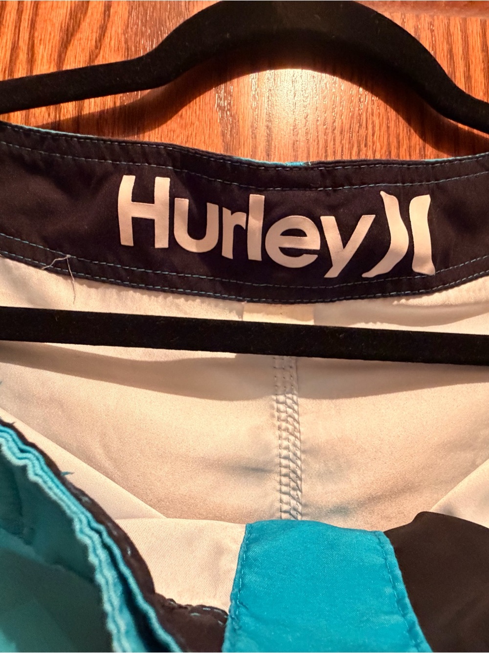Hurley Teal and Black Swim Trunks
